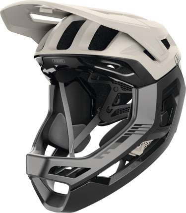 ABUS Targon Full-Face MTB Helmet Removable Chin Guard in Sand Beige