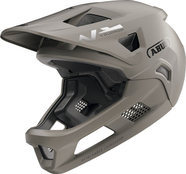 ABUS YouDrop FF Kids Full Face MTB Helmet in Dust Grey (48-55cm)