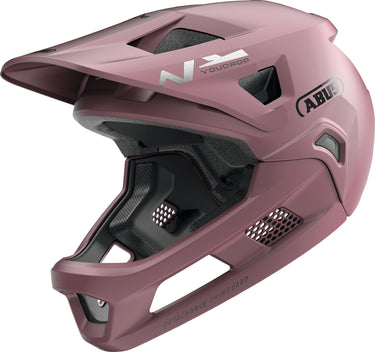 ABUS YouDrop FF Kids Full Face MTB Helmet in Blush Red (48-55cm)