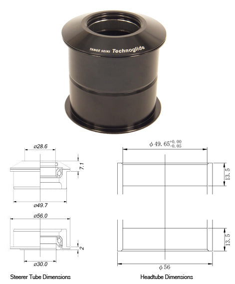 Tange Seiki Technoglide 1.5ZSR Semi-Integrated Zero Stack Headset in Black. 1.5" - 1 1/8"