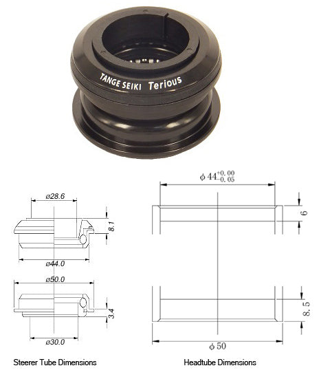 Tange Seiki Terious ZST2 Semi Integrated Headset in Black. 1 1/8"