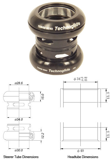 Tange Seiki Technoglide J-62 Lightweight Road A/Headset in Black. 1 1/8"