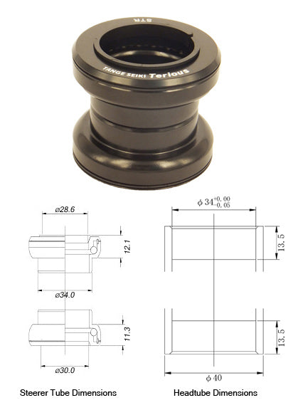 Tange Seiki Terious STR A/Headset in Black. 1 1/8"