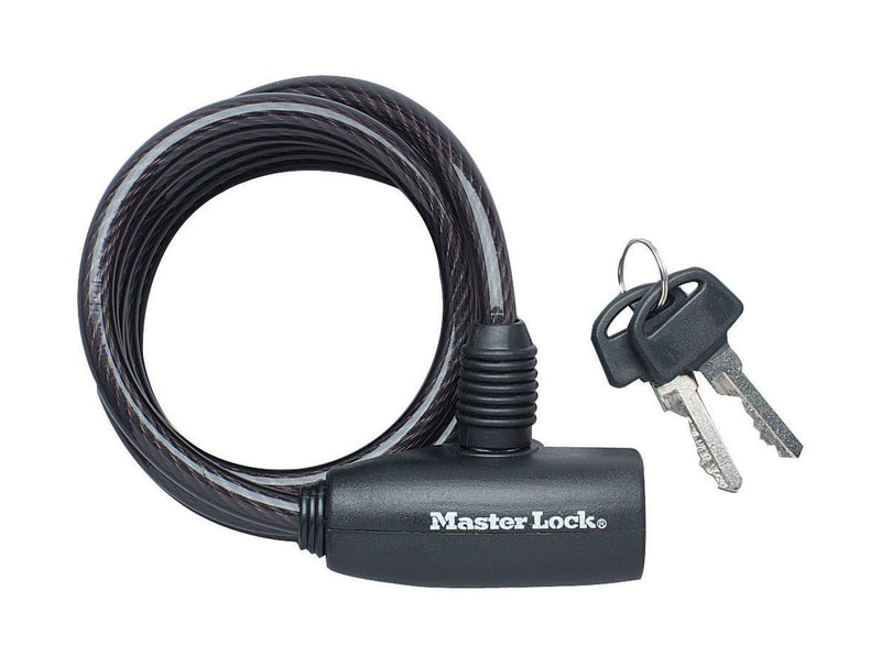 Master Lock Cable Key Lock 8mm x 1.8m [8126] Black