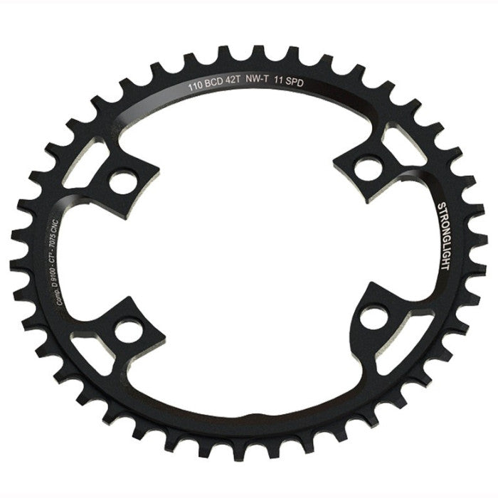 Stronglight Black 4-Arm Gravel Chainring: Shimano