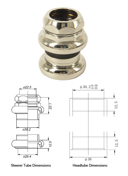 Tange Seiki Levin CDS Threaded Headset C.P. in Silver. 1"