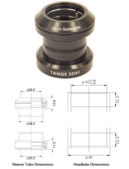 Tange Seiki Technoglide J-27 A/Headset in Black. 1 1/8"