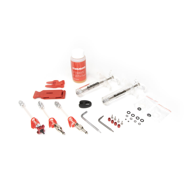 SRAM PRO DOT BRAKE BLEED KIT (2 SYRINGES/FITTINGS, BLEED BLOCKS, TORX TOOL, CROWFOOT, BLEEDING EDGE FITTING, DOT 5.1HYDRAULIC FLUID) V2 - X0/ XX/ GUIDE/LEVEL/CODE/HYDROROAD/G2