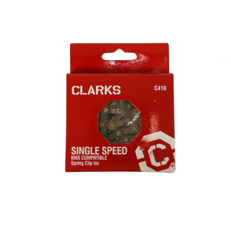 CLARKS BMX/FREESTYLE/FIXIE/TRACK SINGLE SPEED CHAIN 1/2X1/8 X112 LINKS SPRING CLIP INC.