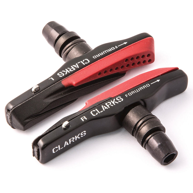 CLARKS ELITE MTB/HYBRID/V-BRAKE PADS W/LIGHTWEIGHT ALLOY HOLDER & DUAL COMPOUND AQUA-GLIDE INSERT PADS 72MM