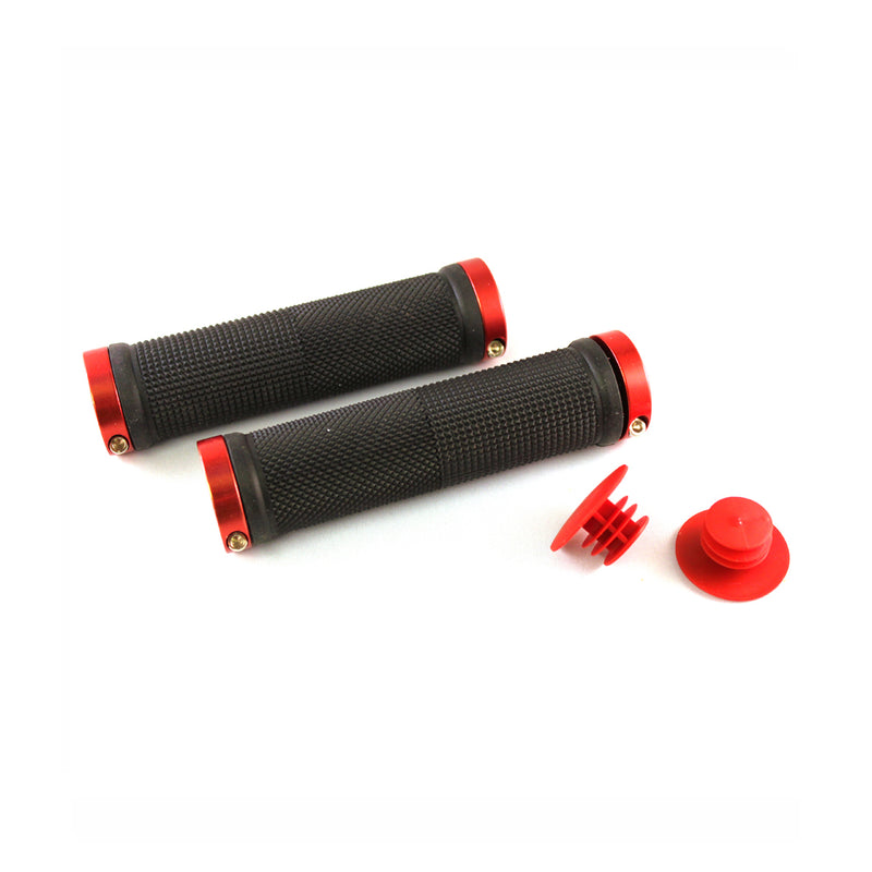 CLARKS VICE LOCK-ON HANDLEBAR GRIP BLACK WITH RED ANODISED END