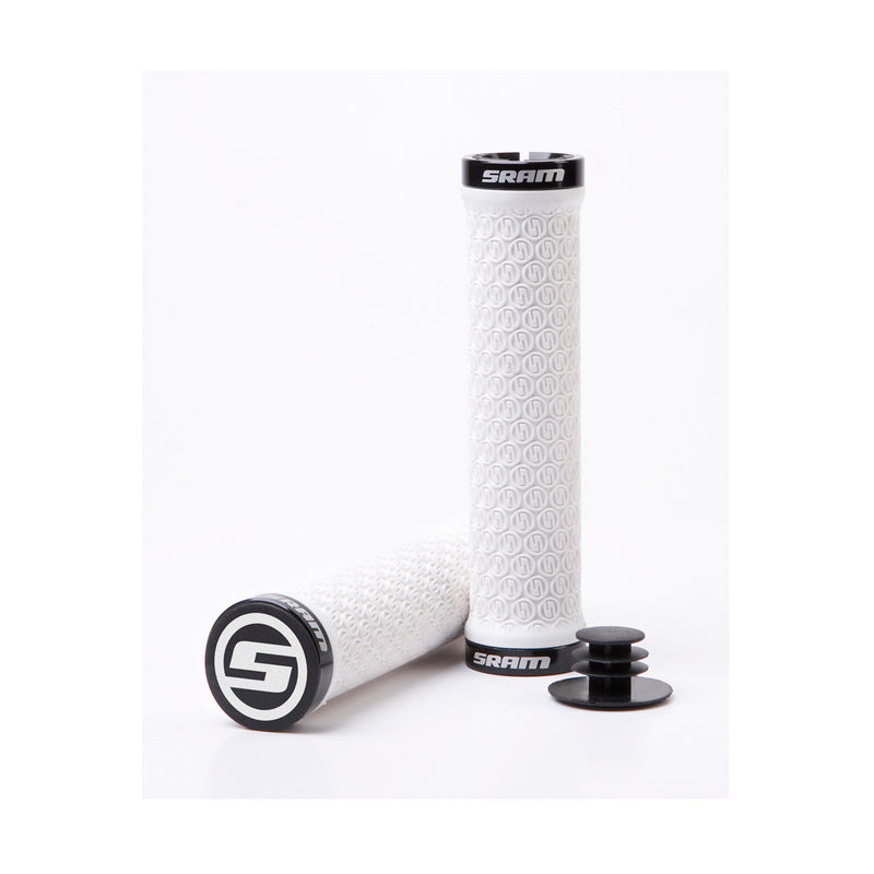 SRAM LOCKING GRIPS W/ 2 CLAMPS & END PLUGS WHITE