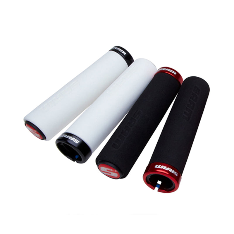 SRAM LOCKING GRIPS FOAM 129MM BLACK WITH SINGLE RED CLAMP AND END PLUGS