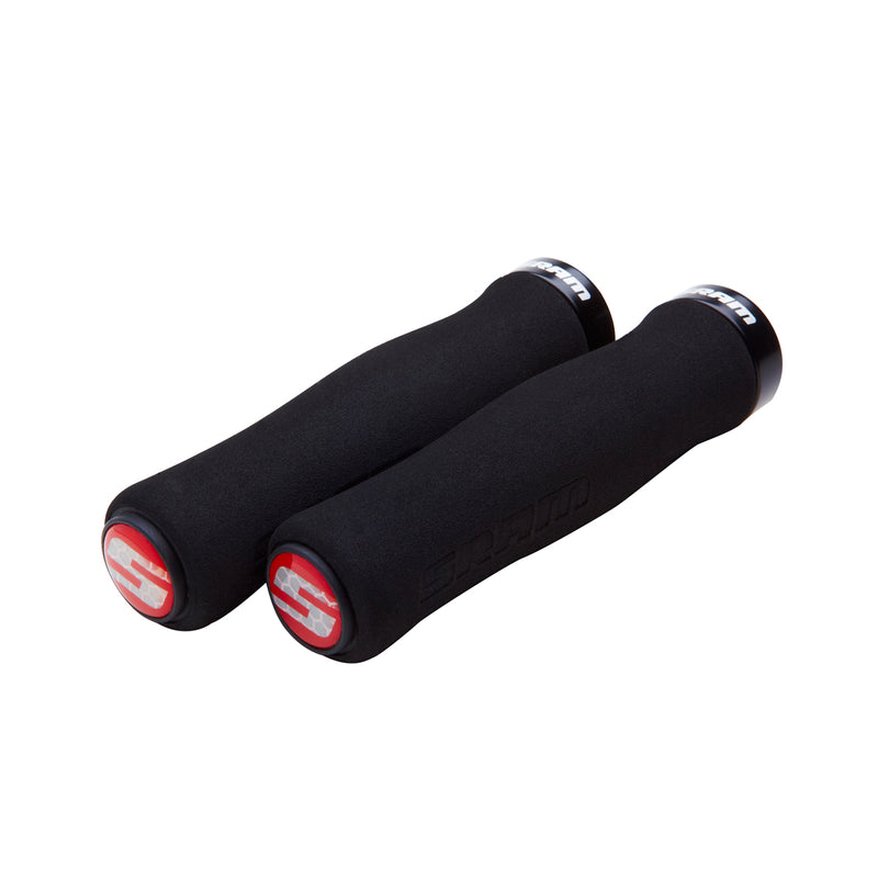 SRAM LOCKING GRIPS CONTOUR FOAM 129MM BLACK WITH SINGLE BLACK CLAMP AND END PLUGS