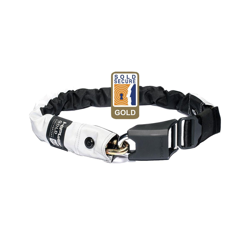 HIPLOK GOLD WEARABLE CHAIN LOCK 10MM X 85CM - WAIST 24-44 INCHES (GOLD SOLD SECURE) HIGH VISIBILITY