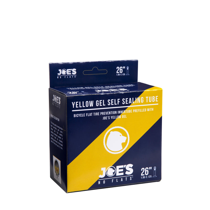 JOE'S NO FLATS COMMUTER YELLOW GEL SELF SEALING TUBE (26 X 1.90 - 2.35 SCHRADER VALVE)