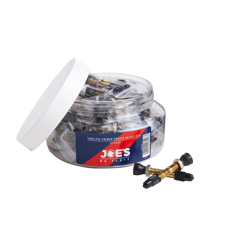 JOE'S NO FLATS TUBELESS PRESTA VALVES (JAR 25 PAIRS)