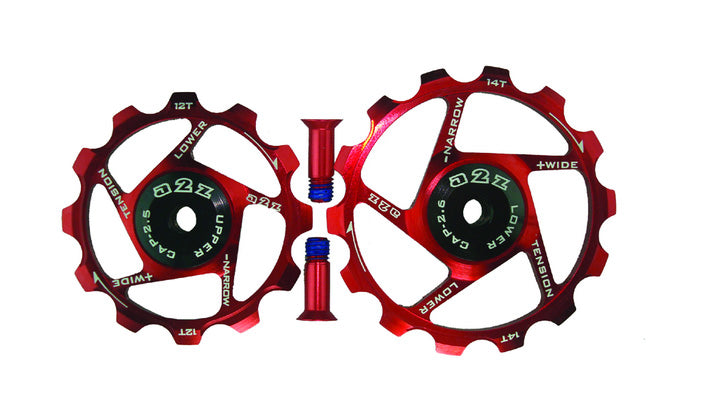 Narrow Wide Derailleur Pulleys Red