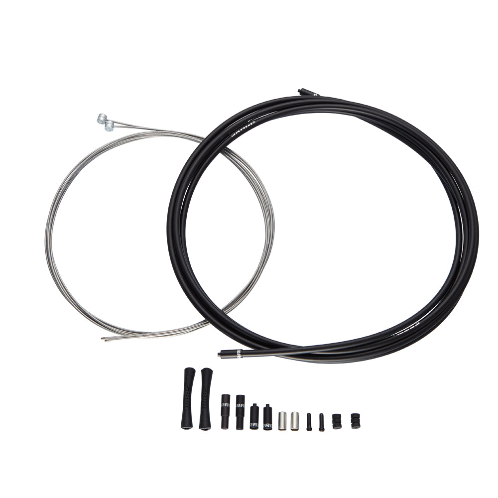 SRAM SLICKWIRE ROAD BRAKE CABLE KIT 5MM (1X 850MM, 1X 1750MM 1.5MM COATED CABLES, 5MM KEVLAR� REINFORCED COMPRESSION-FREE HOUSING, FERRULES, END CAPS, FRAME PROTECTORS)