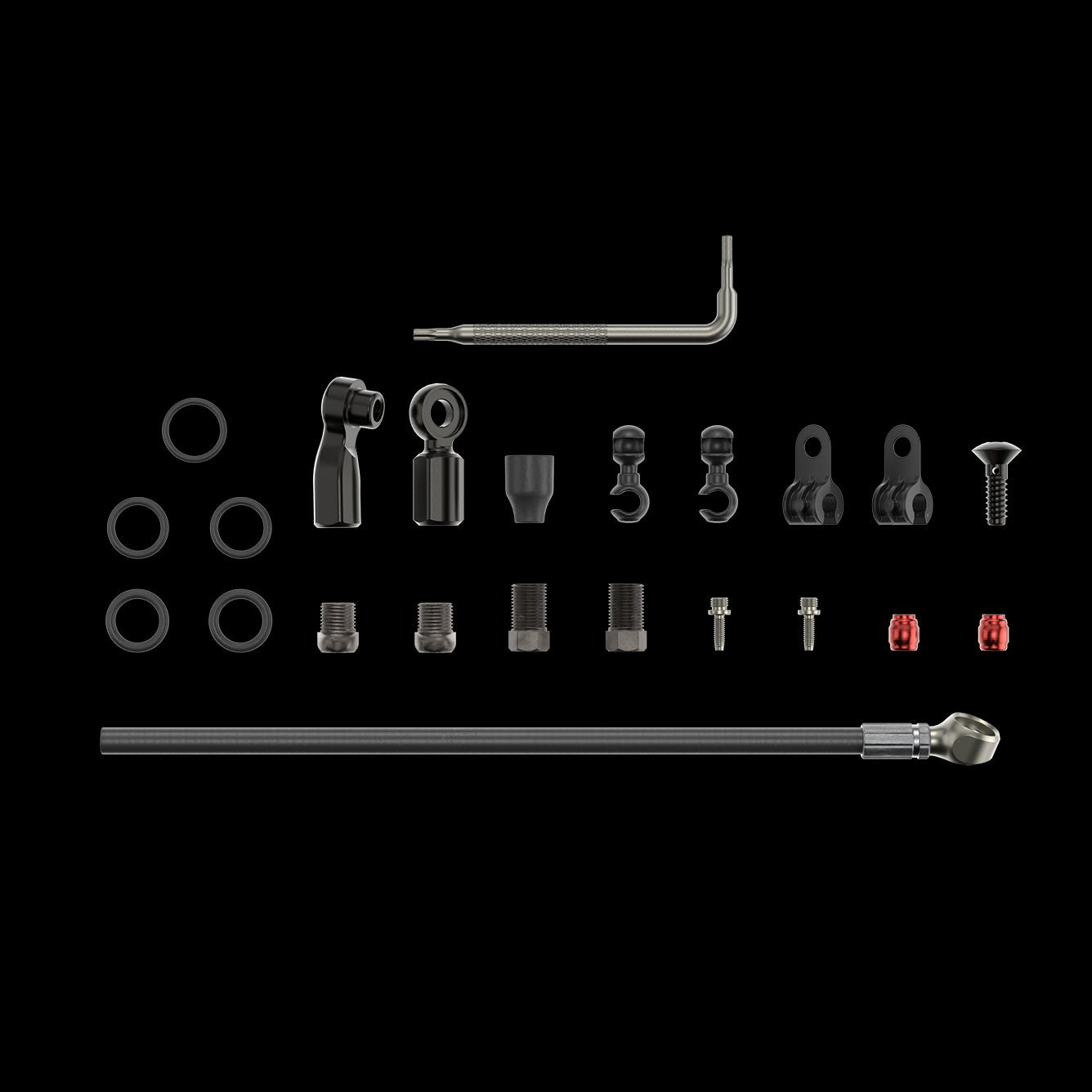 SRAM SPARE - DISC BRAKE HYDRAULIC HOSE KIT - BEVELED BANJO -2000MMBLK (INC. BANJO, FITTINGS) - FLAT MOUNT,RED22,FORCE22,RIVAL22,FORCE 1,FORCE CX1,APEX1 HRD,S700