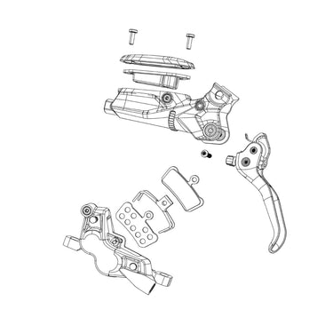 SRAM Disc Brake Lever Assembly Aluminium Lever (Assembled, No Hose, Includes Barb, Olive, Boot, Db4 Reservoir Cap) Diffusion Black Ano - Db6 A1+