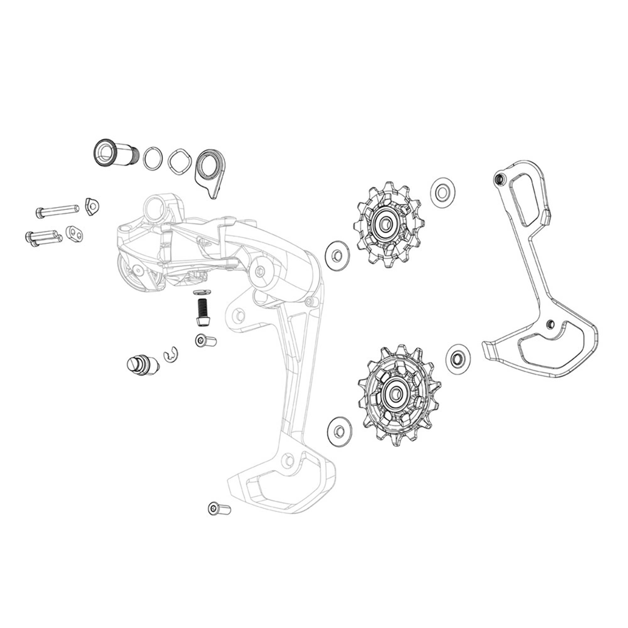 SRAM Rear Derailleur Full Mount Bolt Kit Red XPLR AXS (B-Washer, Frame Sleeve, B-Bolt)