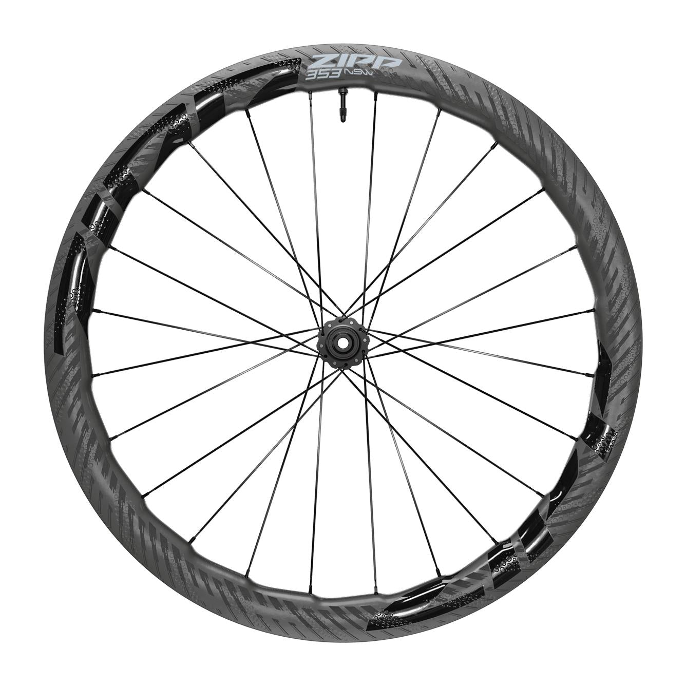 ZIPP WHEEL - 353 NSW CARBON TUBELESS DISC BRAKE CENTER LOCKING 700C FRONT 24SPOKES 12X100MM STANDARD GRAPHIC A1