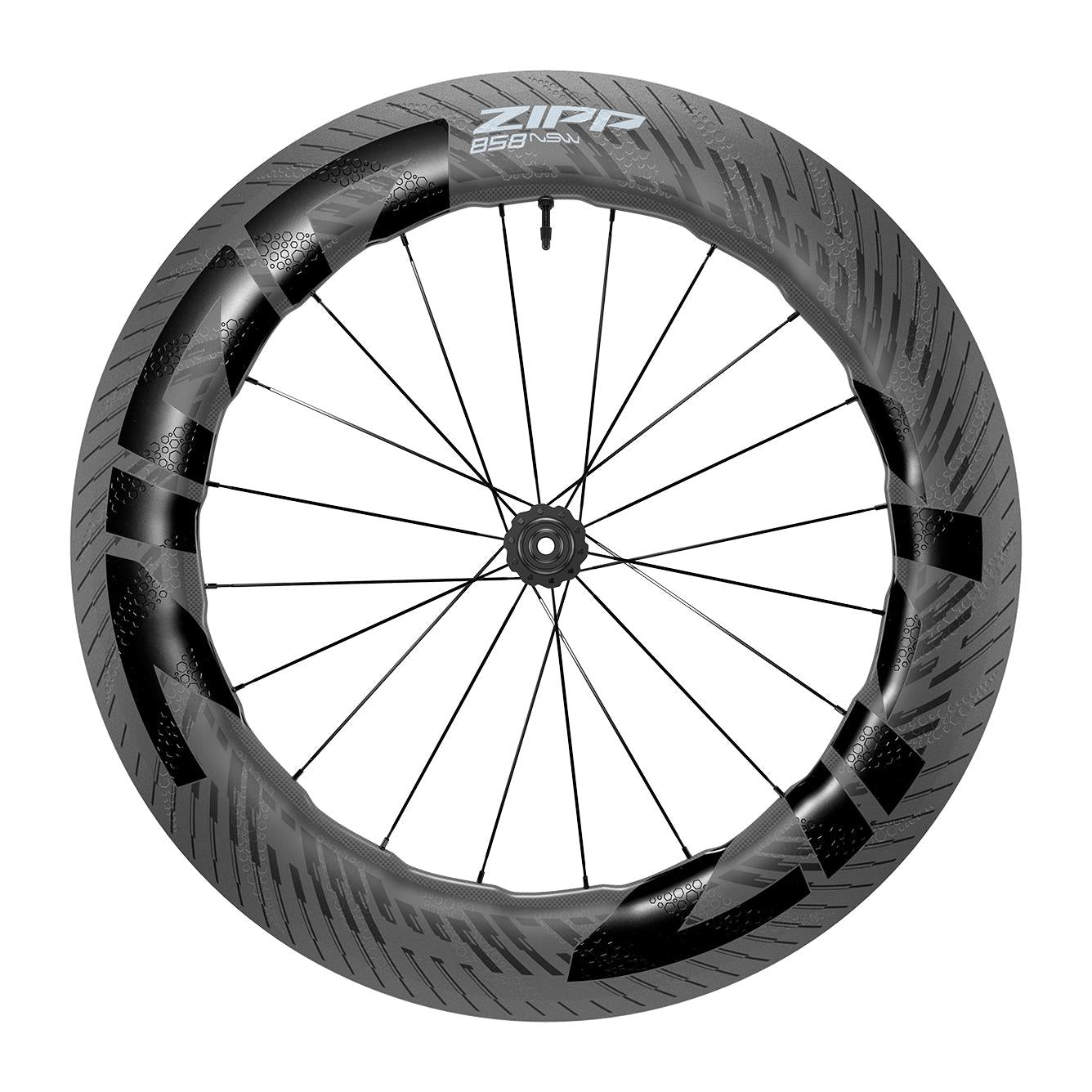 ZIPP WHEEL - 858 NSW CARBON TUBELESS DISC BRAKE CENTER LOCKING 700C FRONT 20SPOKES 12X100MM STANDARD GRAPHIC C1