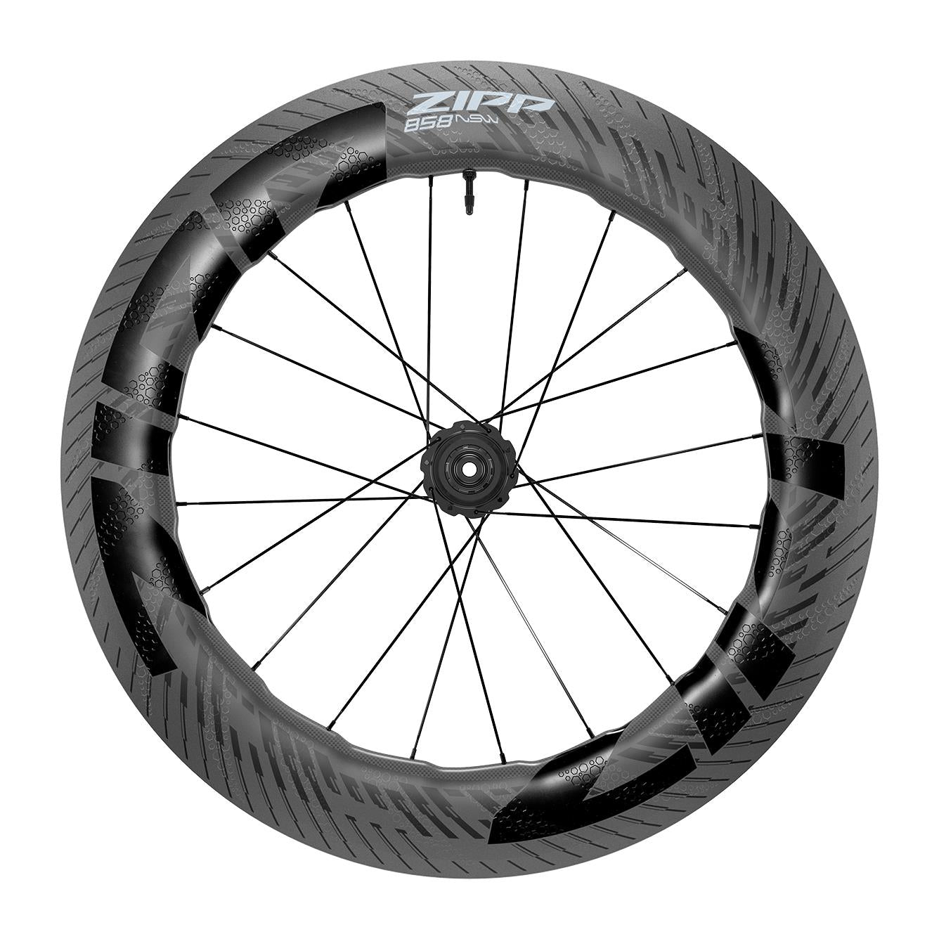 ZIPP WHEEL - 858 NSW CARBON TUBELESS DISC BRAKE CENTER LOCKING 700C REAR 20SPOKES SRAM 10/11SP 12X142MM STANDARD GRAPHIC C1