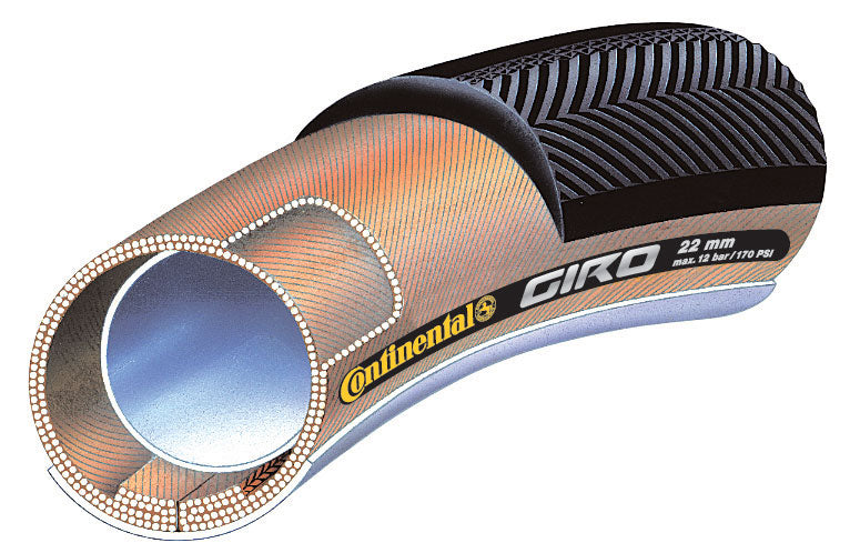 Continental Giro 27 x 1" / 700 x 22mm Tubular in Black/Skin