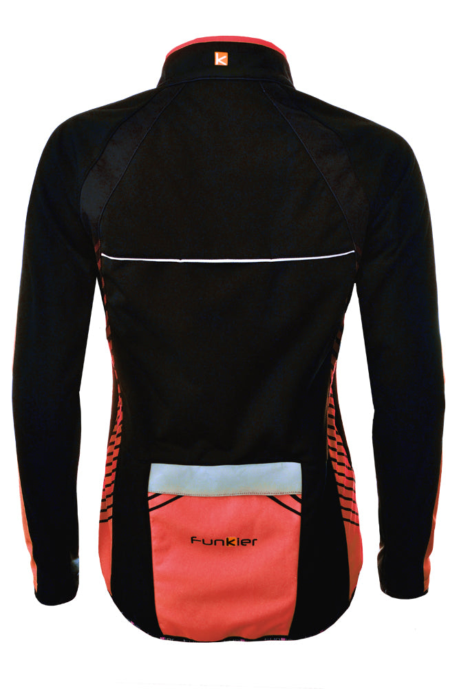 Funkier Tacona WJ-1324 Ladies Softshell Windstopper Jacket in Black/Red