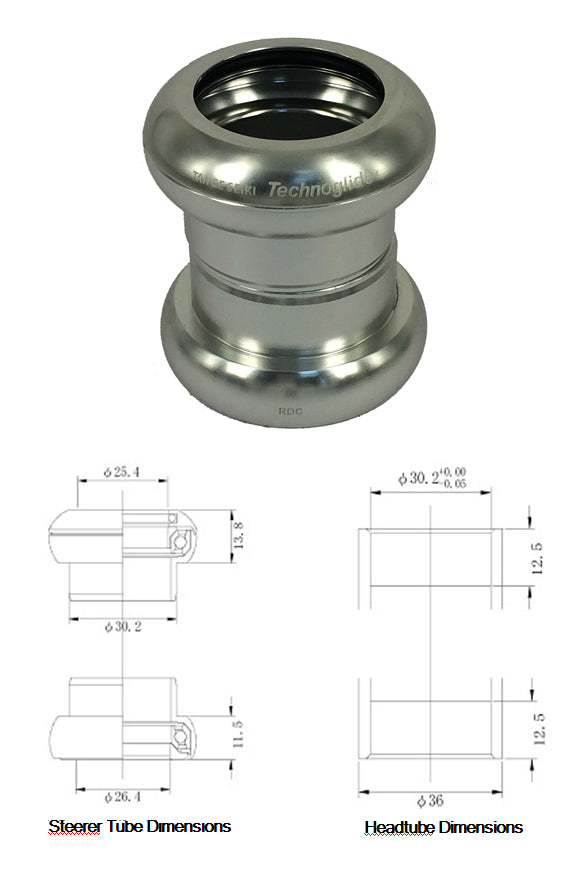 Tange Seiki Technoglide 32-RDC A/Headset in Silver. 1"