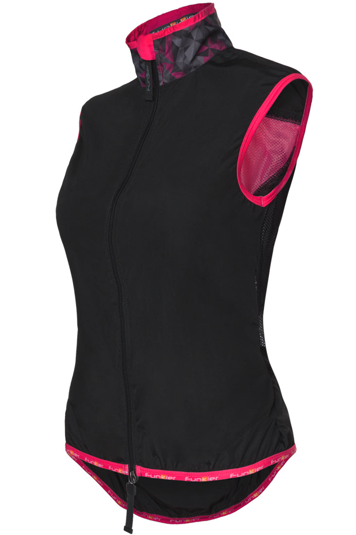 Funkier Cobina Ladies Windbreaker Gilet in Black/Pink