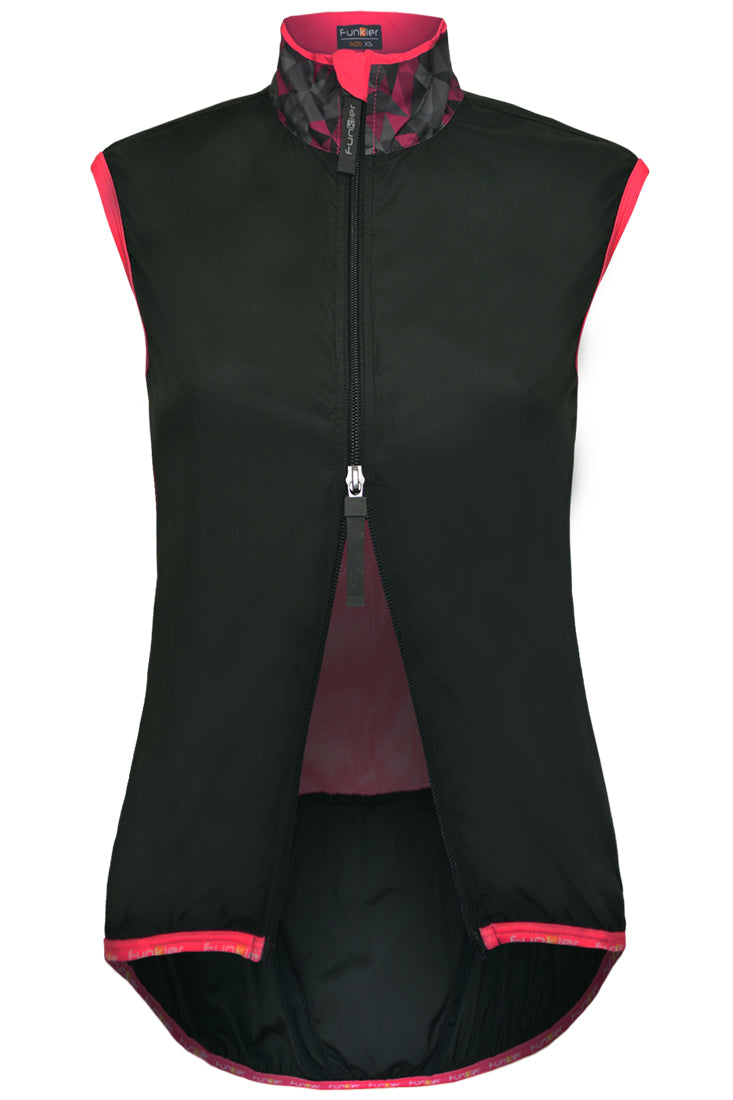 Funkier Cobina Ladies Windbreaker Gilet in Black/Pink