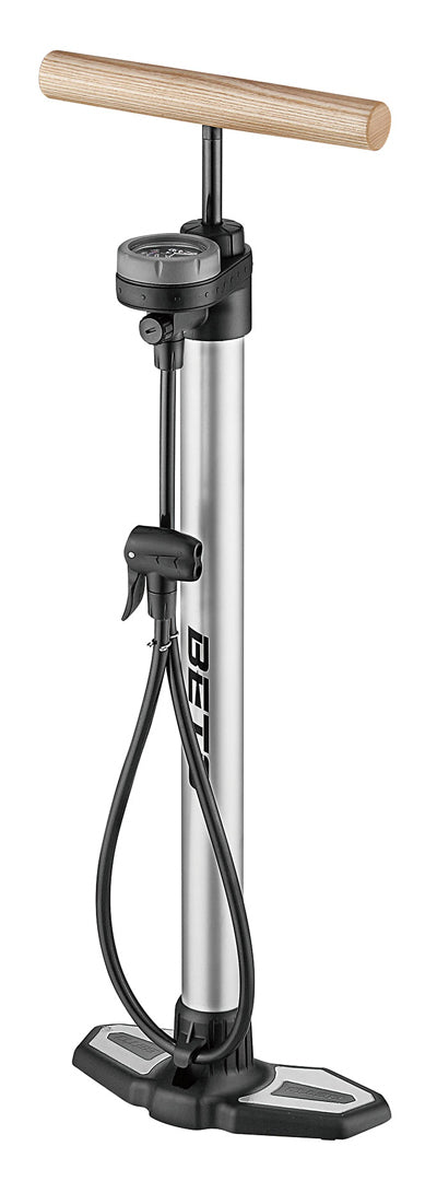 Beto MP-153AGW Alloy Floor Pump with Gauge & Wooden Handle