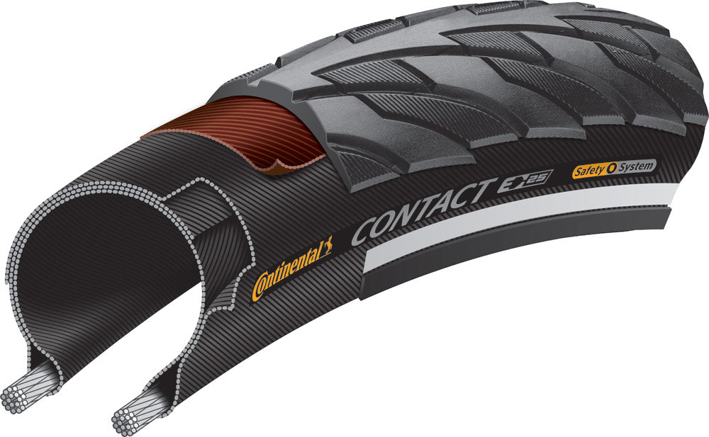 Continental Contact City/Trekking Tyre in Black/Reflex (Rigid)