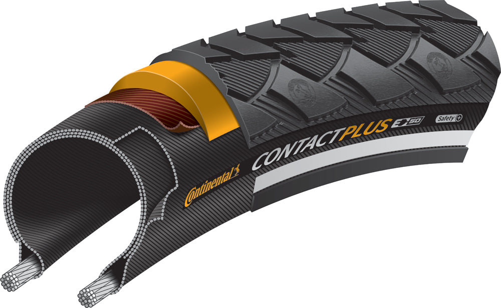 Continental Contact Plus City/Trekking Tyre in Black/Reflex (Rigid)