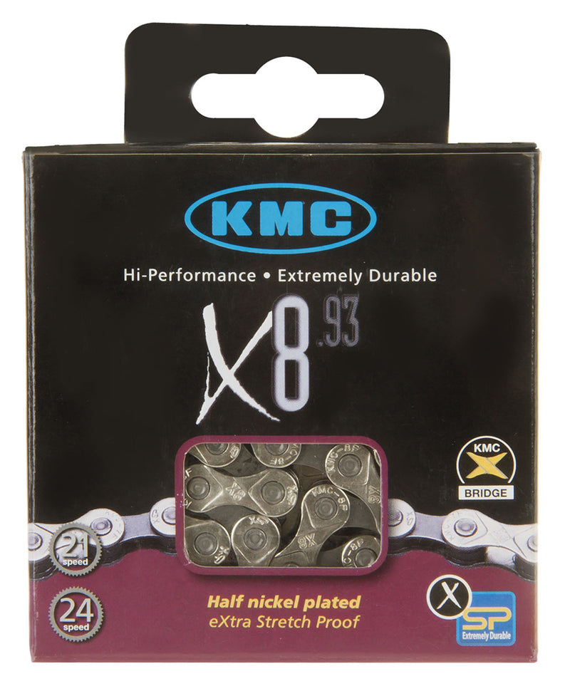 KMC X-8 - 8 Speed Silver/Grey Chain - Boxed