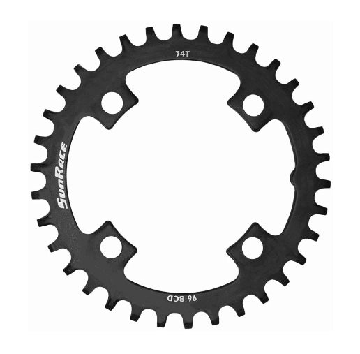 SunRace Narrow-Wide 96BCD Steel Chainring in Black