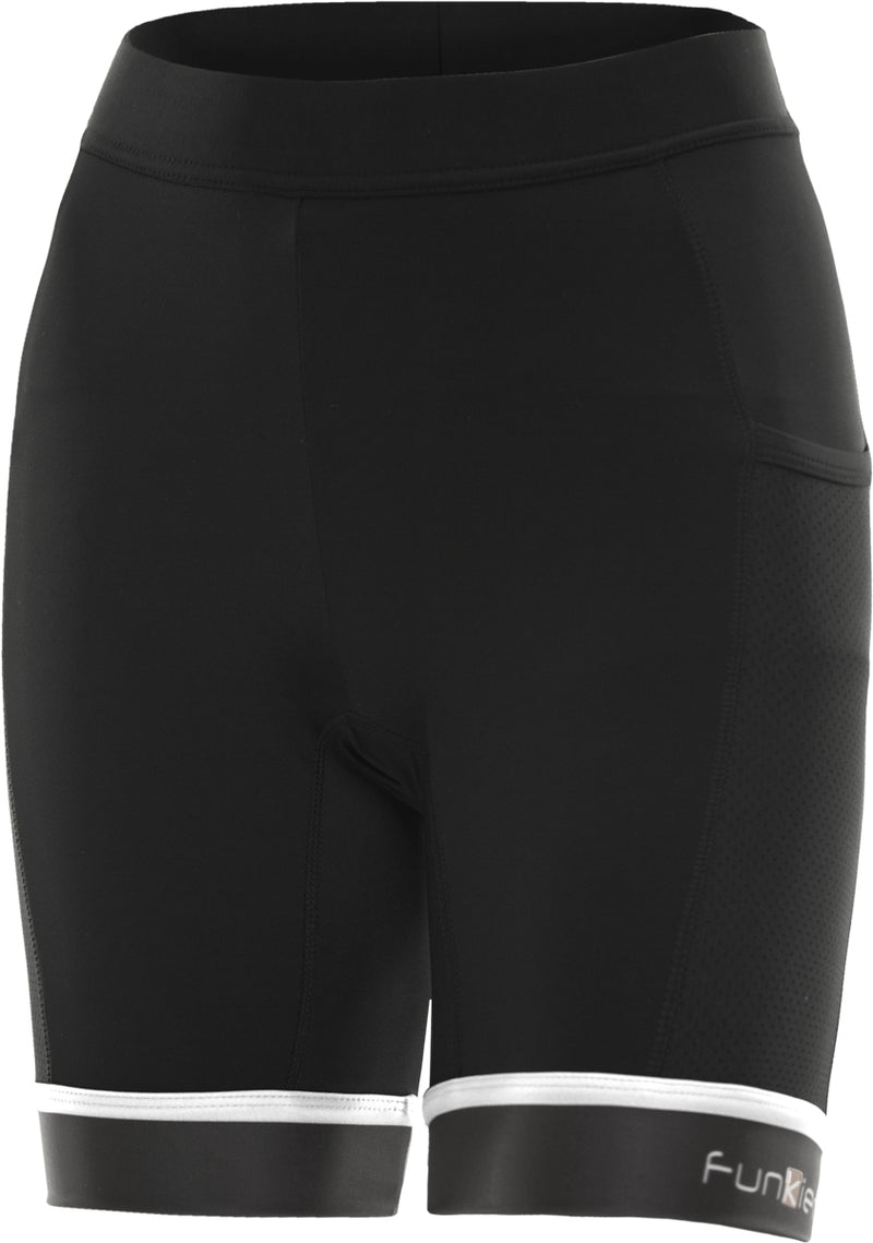 Funkier Abara Ladies 11 Panel Shorts (C13 Pad) in Black