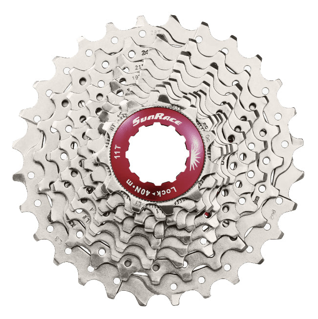 SunRace CSRX0 - 10-Speed Road Cassette 11-28T in Metallic Silver