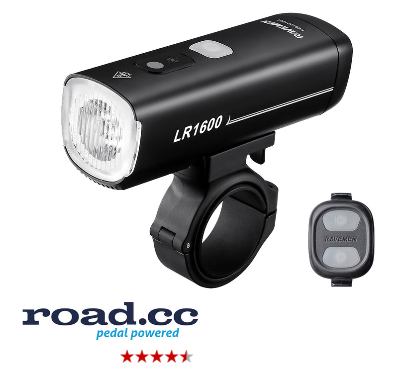 Ravemen LR1600 USB Rechargeable Curved Lens Front Light in Matt Black (1600 Lumens)