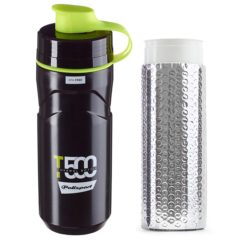 Polisport T500 Thermal Bottle in Black/Lime Green