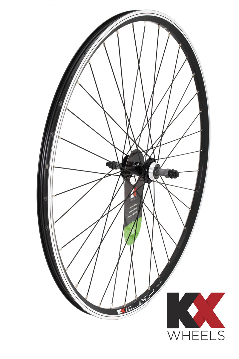 KX Hybrid 700C Doublewall Solid Screw On Wheel Rim Brake in Black (Rear)