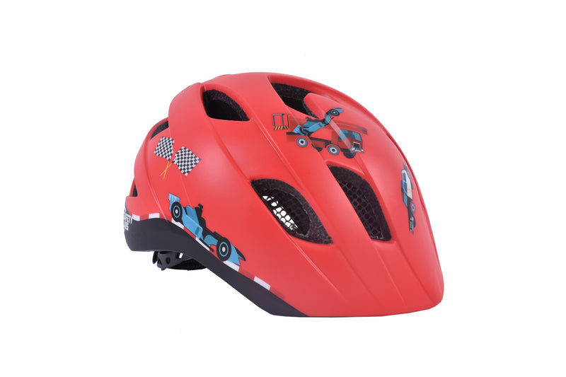 Safety Labs Dino Light Cars Inmold Kids Helmet in Red (48-53cm)