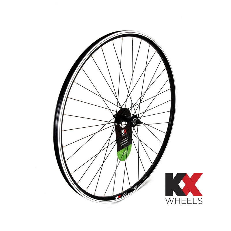 KX Hybrid 700C Doublewall Solid Axle Wheel Rim Brake in Black (Front)