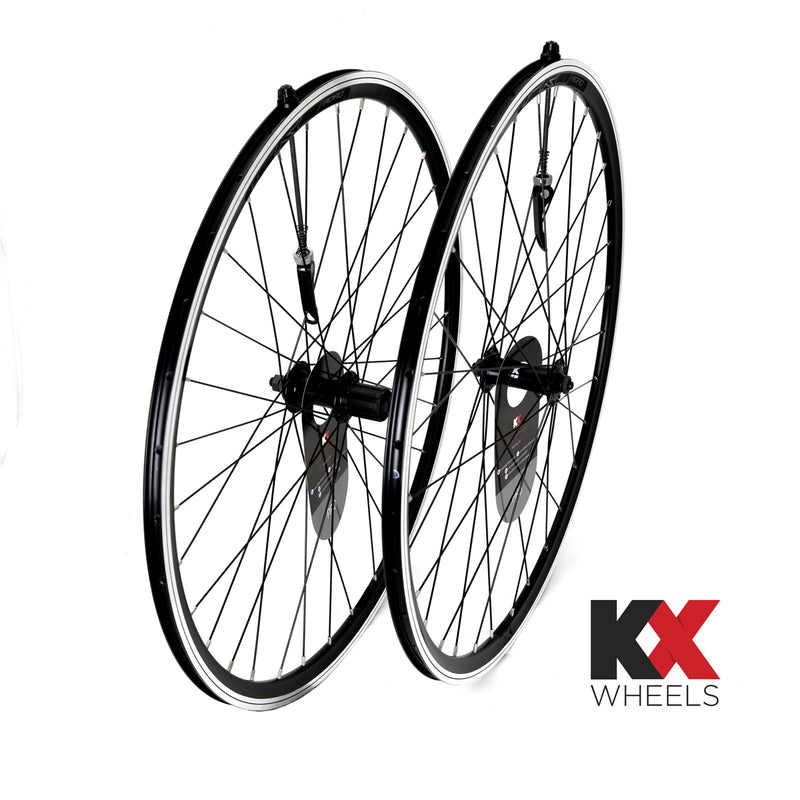 KX Pro Road 700C Q/R Sealed Bearing 8-10 Speed Wheels in Black