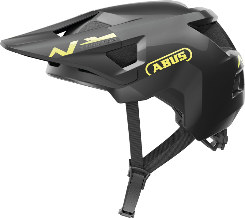 ABUS YouDrop Kids MTB Helmet in Shiny Black (48-55cm)