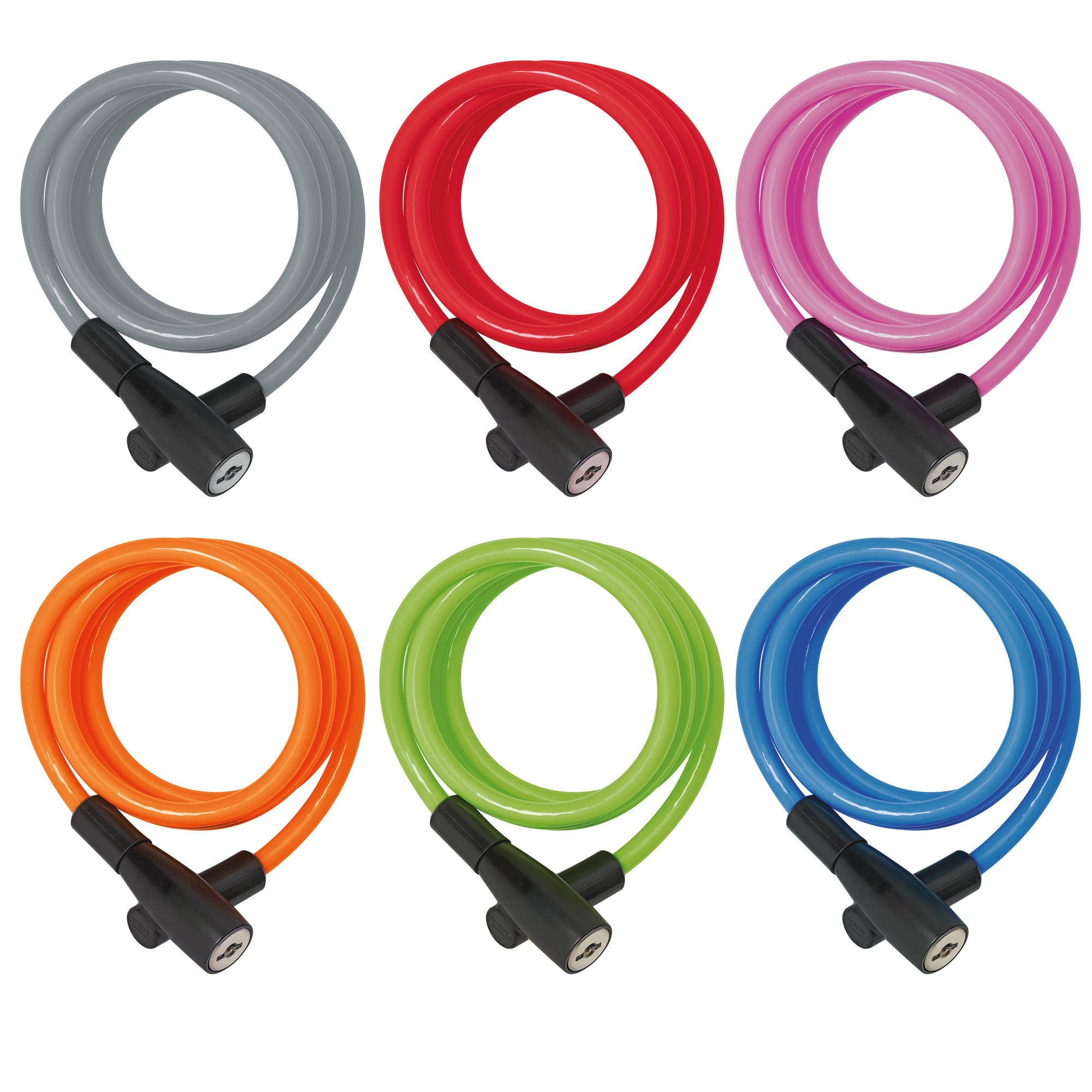 ABUS 3506K Key Coil Cable Lock 6mm/120cm in Assorted Colours (Bulk Pack 12 locks)