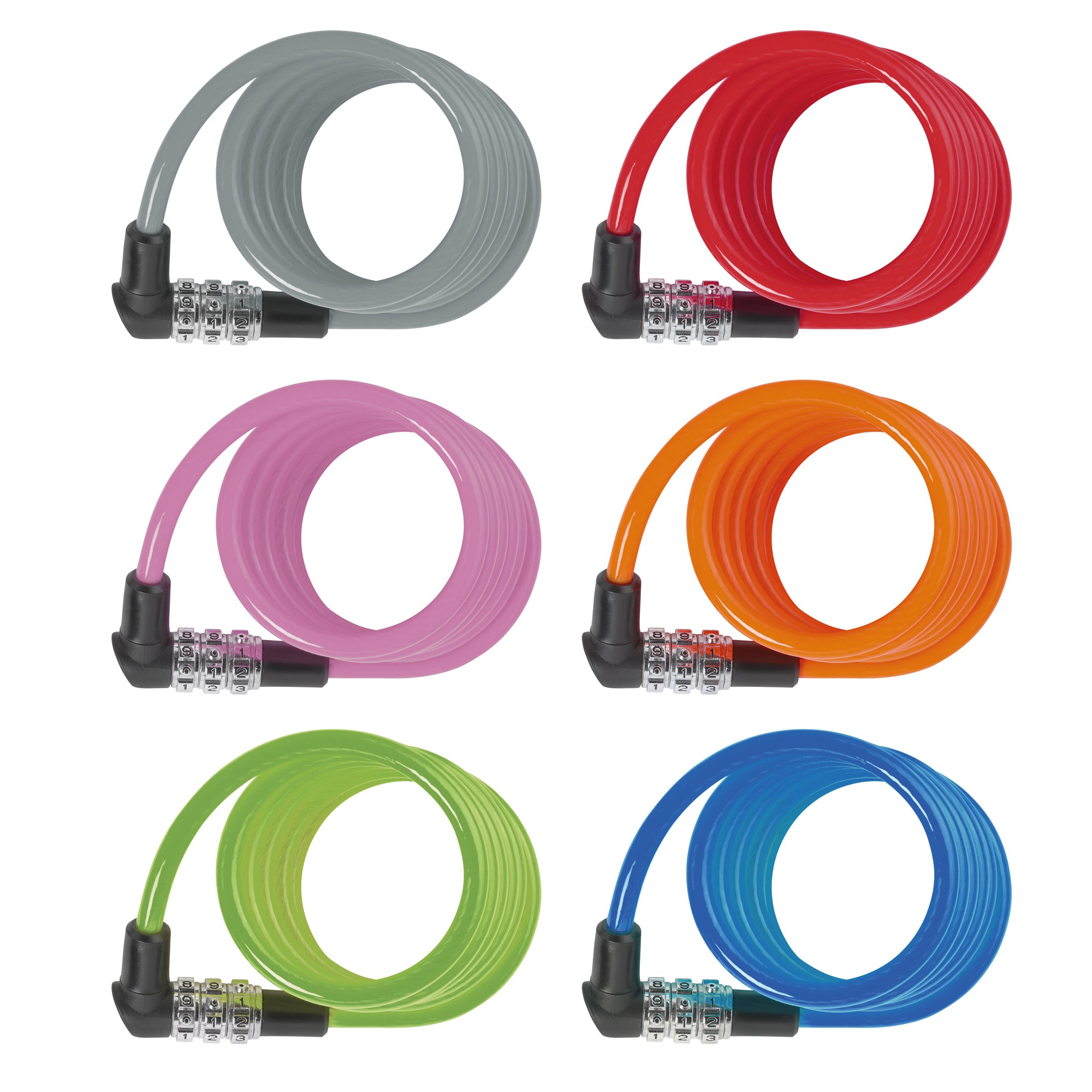 ABUS 3506C Combi Coil Cable Lock 6mm/120cm in Assorted Colours (Bulk Pack 12 locks)